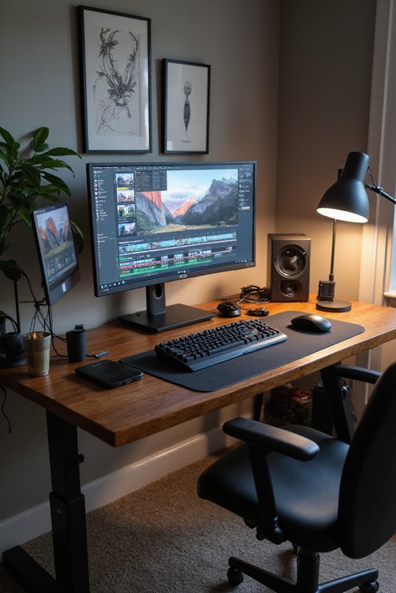 home office video editing setup
