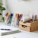 organizing pens and supplies